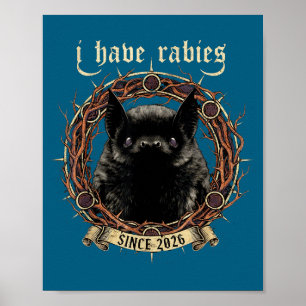 Poster J'ai la Rage Gothique Chauve-Souris Humour Sombre