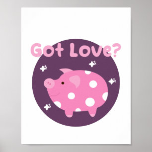 Poster J'ai l'amour Kawaii mignon porc rose