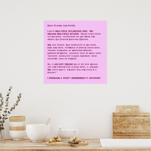 Poster J'ai MULTIPLES SCLEROS... (Cuisine)