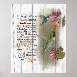 Poster J'Ai Pensé À Vous Hummingbird Memorial