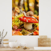 Poster J'Ai senti L'Escargot Crawau-Dessus Du Champignons (Cuisine)