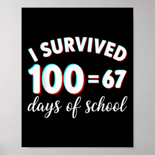 Poster J'ai survécu 100 jours d'école drôle 67 mème maths (Devant)