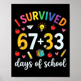 Poster J'ai survécu 100 jours d'école Six Sept Mème Ensei