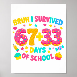 Poster J'ai survécu 67 + 33 jours d'école Goutte de glace