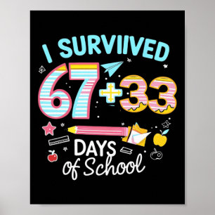 Poster J'ai survécu 67 33 jours d'école pour les enfants