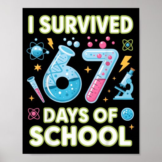 Poster J'ai survécu 67 jours d'école - Enseignants Élèves (Devant)