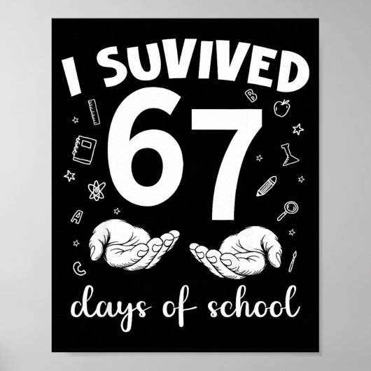 Poster J'ai survécu 67 jours d'école Mème drôle Professeu (Devant)
