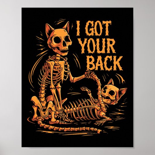 Poster J'Ai Votre Ck Drôle Halloween Chat Skeleton Skelet (Devant)