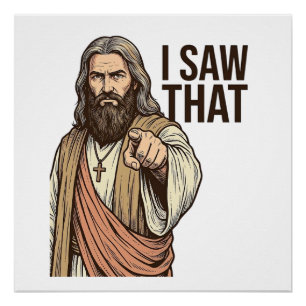 Poster J'ai vu ce pointage religieux vintage gravure Sh