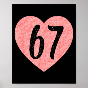 Poster J'aime 67 Drôle Je Cœur 67 Anniversaire Pour Homme