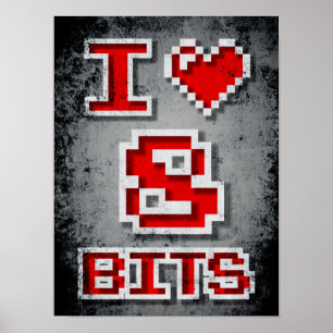 Poster J'aime 8 bits