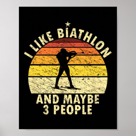 Poster J'Aime Biathlon Funny Biathlonist Wintersport Cros (Devant)
