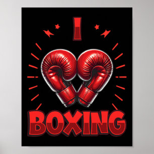 Poster J'aime Boxing Red Boxing Gants Heartshape Love Bo