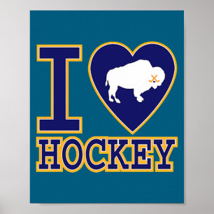Poster J'aime Buffalo Hockey Cœur Ny New York Amoureux Fa
