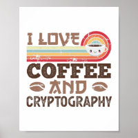 J'aime Café et Cryptographie Retro Sunset Cadeau