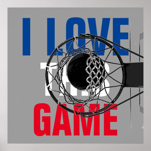 Poster J'Aime Ce Jeu Basketball Motivationnel (Devant)