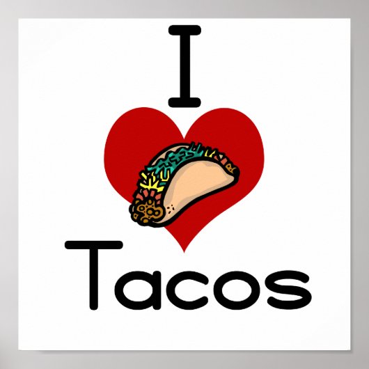 Poster J'aime (coeur) les tacos (Devant)