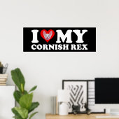 Poster J'aime (Cœur) Mon Cornish Rex (Bureau à domicile)