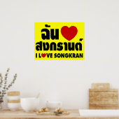 Poster J'aime (Cœur) Songkran / Script de langue thaïe (Cuisine)