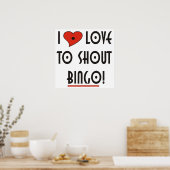 Poster J'aime crier Bingo (Cuisine)