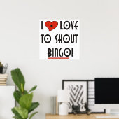 Poster J'aime crier Bingo (Bureau à domicile)
