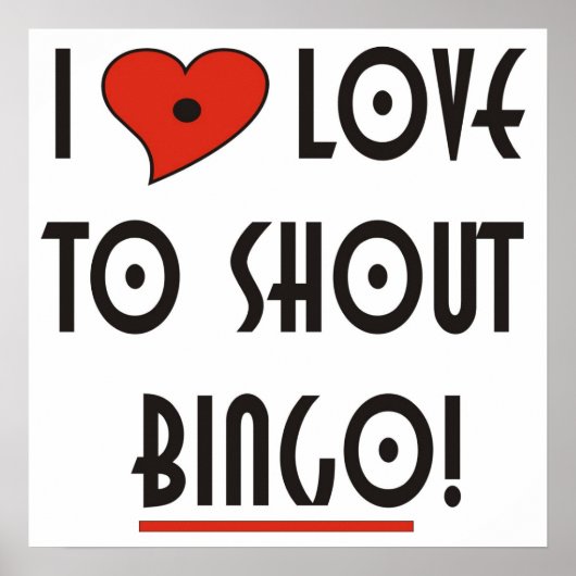 Poster J'aime crier Bingo (Devant)