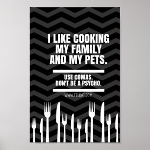 Poster J'aime Cuisine Ma famille et mes animaux (Comma Jo