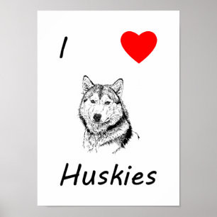 Poster J'aime des chiens de traîneau