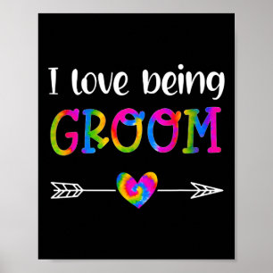 Poster J'aime être fiancé Fier fiancé Tie Dye Couple Mari