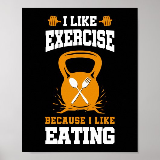 Poster J'Aime Faire De L'Exercice Parce Que J'Aime Manger (Devant)