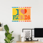 Poster J'aime Floride - Pop art (Bureau à domicile)