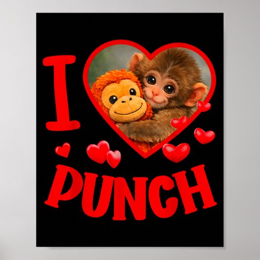 Poster J'aime frapper mignon bébé singe poing (Devant)