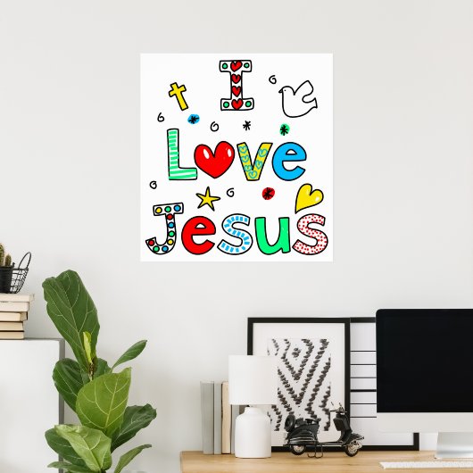 Poster J'aime Jésus (Bureau à domicile)