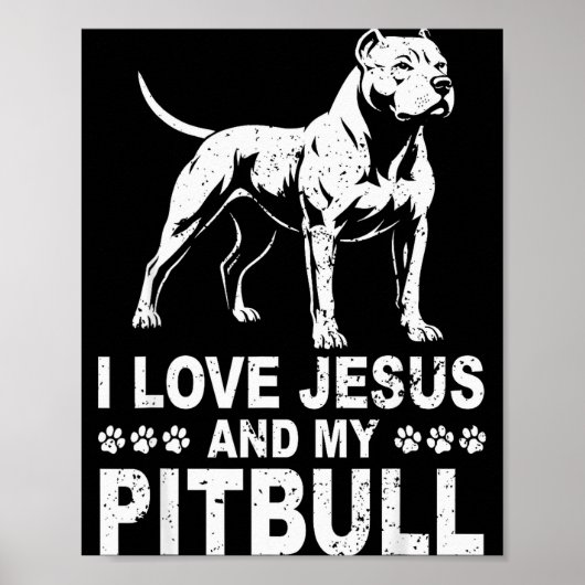 Poster J'aime Jésus et mon Pitbull (Devant)