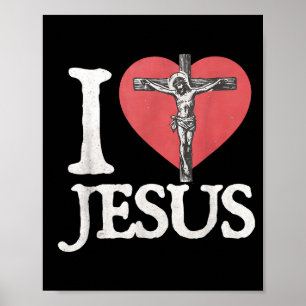 Poster J'aime Jésus Rétro Chrétien Religieux Pour Hommes