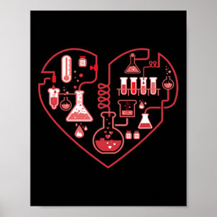 Poster J'aime la chimie du cœur scientifique pour l'ensei