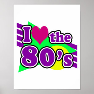 Poster J'aime la fête géométrique des années 80 Neon Eigh