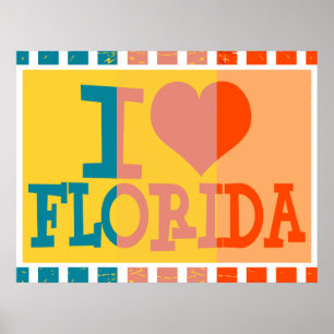 Poster J'aime la Floride - art de bruit