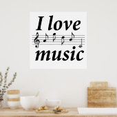 Poster J'aime la musique (Cuisine)
