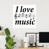 Poster J'aime la musique (Bureau à domicile)