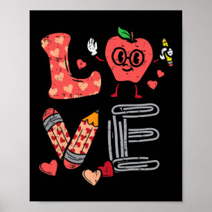 Poster J'aime la Saint-Valentin Apple Retro École Pré-mat