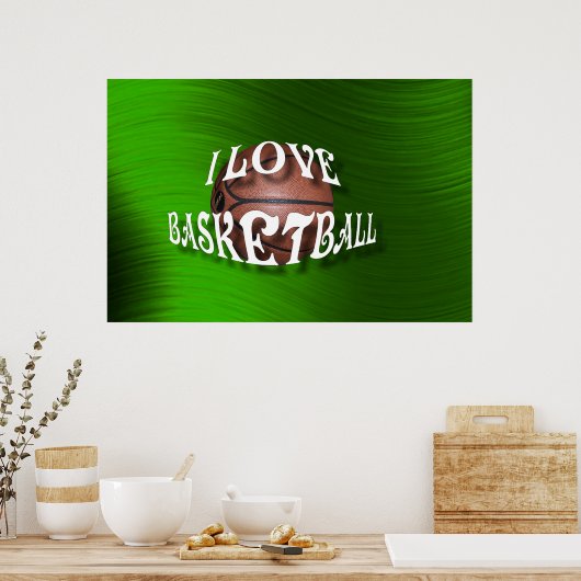 POSTER , J'AIME LE BASKETBALL-POSTER (Cuisine)