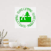 Poster J'aime le camping (Cuisine)