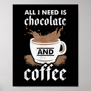 Poster J'Aime Le Chocolat Et Le Café