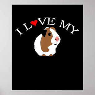 Poster J'aime le cochon de Guinée Les amoureux des coch