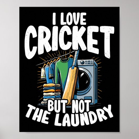 Poster J'aime le cricket mais pas le design de lessive po (Devant)