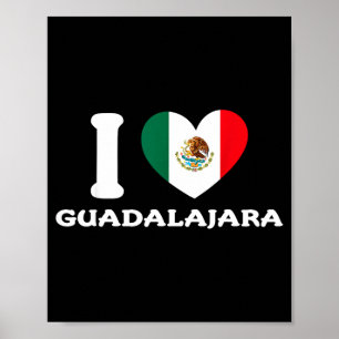Poster J'aime le drapeau du cœur de Guadalajara au Mexiqu