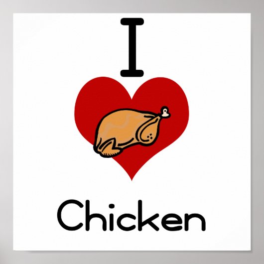 Poster J'aime le poulet au coeur (Devant)