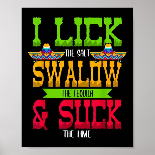 Poster J'Aime Le Sel Avaler La Tequila Cinco De Mayo (Devant)
