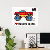 Poster J'Aime Les Camions Monster ! (Bureau à domicile)